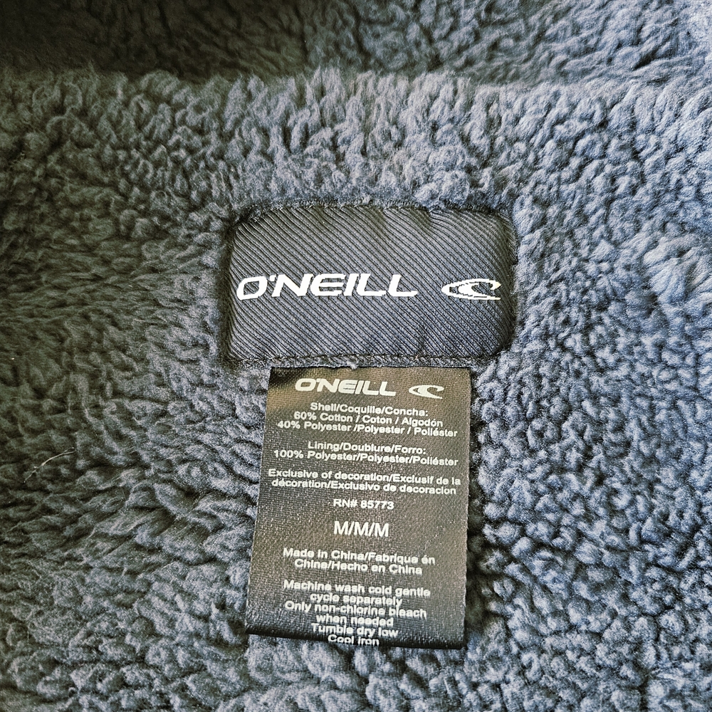O'NEILL Men's Sherpa-Lined Gray Striped  Zip-Up Hoodie - Picture 7 of 8